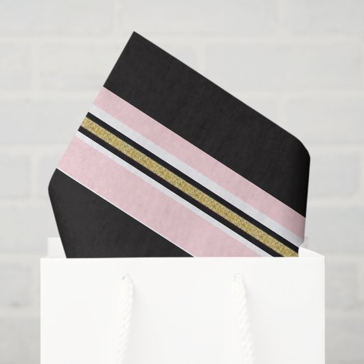 Tissuepapier Roze & Wit Goud Zwart Streep (Cadeauzakje)