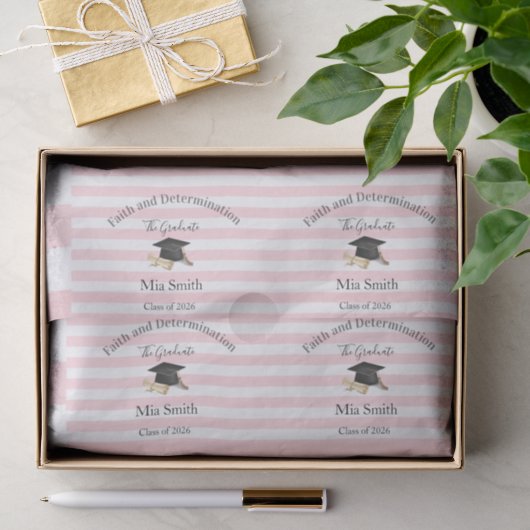 Tissuepapier Roze & Witte Streep Afstuderen 2026 (Geschenk)