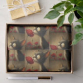 Tissuepapier Zwart & Witte Kat Rode Bloem Bloemstu (Geschenk)