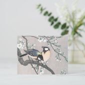 Tit on Cherry Branch  Briefkaart (Staand voorkant)