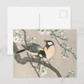 Tit on Cherry Branch Painting van Ohara Koson Briefkaart (Voorkant / Achterkant)