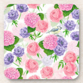 Tit-vogel en -bloemen bier onderzetter (Voorkant)