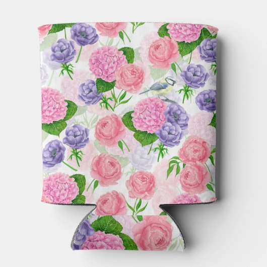 Tit-vogel en -bloemen blikjeskoeler (Achterkant)