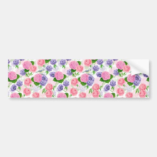 Tit-vogel en -bloemen bumpersticker (Voorkant)
