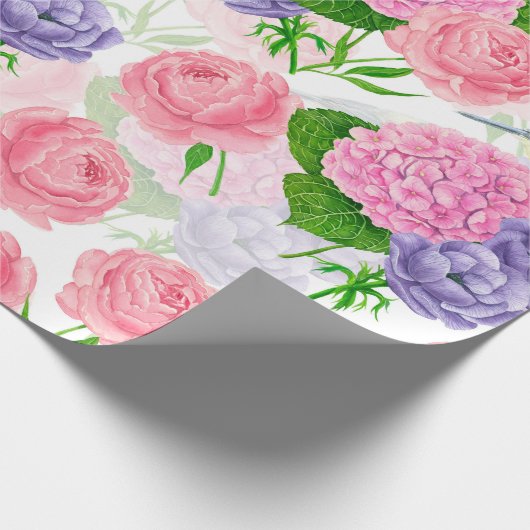 Tit-vogel en -bloemen cadeaupapier (Hoek)