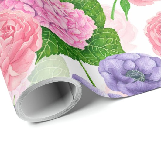 Tit-vogel en -bloemen cadeaupapier (Rol Hoek)