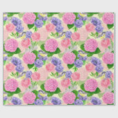 Tit-vogel en -bloemen cadeaupapier (Vlak)