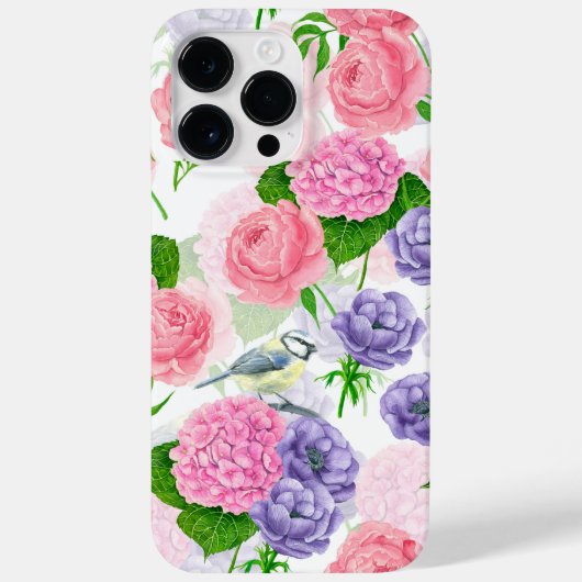 Tit-vogel en -bloemen Case-Mate iPhone case (Achterkant)