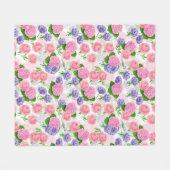 Tit-vogel en -bloemen fleece deken (Voorkant (Horizontaal))