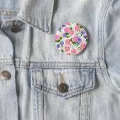 Tit-vogel en -bloemen ronde button 5,7 cm (In situ)
