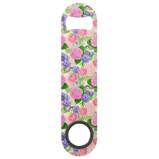 Tit-vogel en -bloemen speed flessenopener (Voorkant)