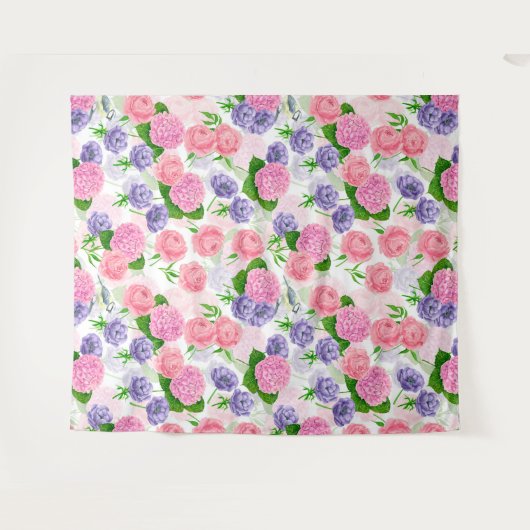 Tit-vogel en -bloemen wandkleed (Voorkant (horizontaal))