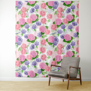 Tit-vogel en -bloemen wandkleed