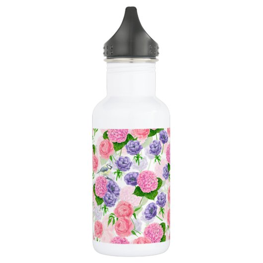 Tit-vogel en -bloemen waterfles  (Links)