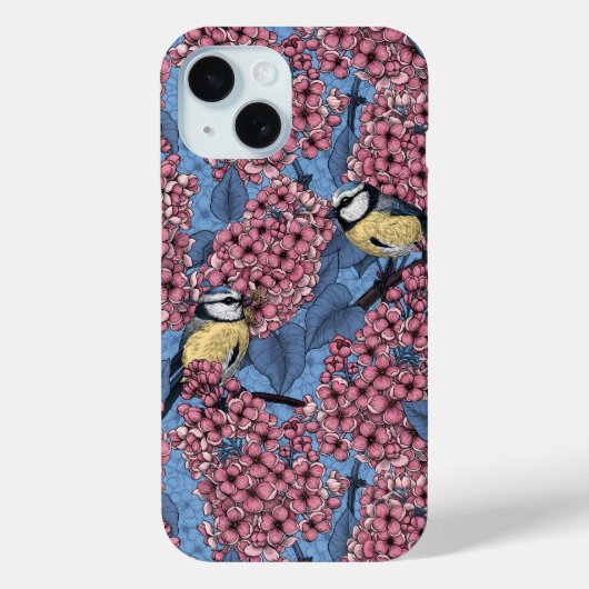 Tit-vogels in de lila tuin Case-Mate iPhone case (Achterkant)