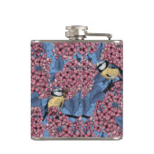 Tit-vogels in de lila tuin heupfles (Achterkant)