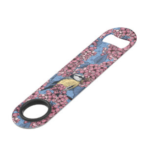 Tit-vogels in de lila tuin speed flessenopener
