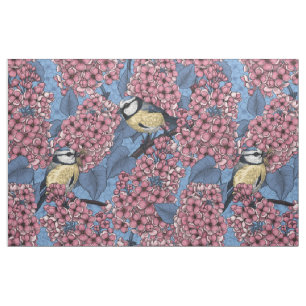 Tit-vogels in de lila tuin stof