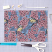 Tit-vogels in de lila tuin tissuepapier (Craft)