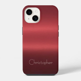 Titaan Zilver en rood RVS Metaal iPhone 14 Hoesje
