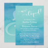 Titaanblauw Aquarel Ombre We Eloped Ontvangst Kaart (Voorkant / Achterkant)