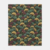 Titaanblauw Bourgondië Vintage Ginkgo Blad Patroon Fleece Deken (Voorkant)