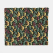 Titaanblauw Bourgondië Vintage Ginkgo Blad Patroon Fleece Deken (Voorkant (Horizontaal))