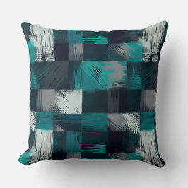 Titaanblauw en Grijs Abstracte Elegantie Kussen