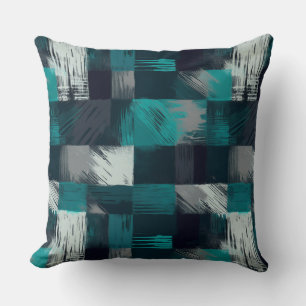 Titaanblauw en Grijs Abstracte Elegantie Kussen