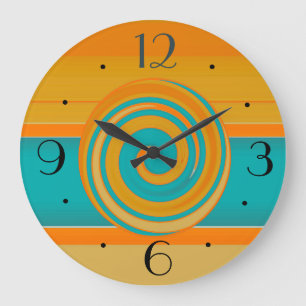 Titaanblauw Goud en Oranje >Eenvoudige Keukenklokk Grote Klok
