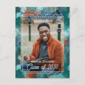 Titaanblauw groen abstract afstudeeruitnodiging briefkaart (Voorkant)