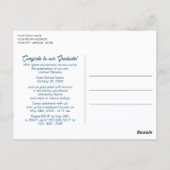 Titaanblauw groen abstract afstudeeruitnodiging briefkaart (Achterkant)