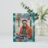 Titaanblauw groen abstract afstudeerverslag briefkaart (Staand voorkant)