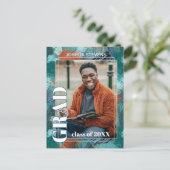 Titaanblauw Groen Abstracte Afstudeeraankondiging Briefkaart (Staand voorkant)