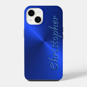 Titaanblauw roestvrijstalen metaal iPhone 14 hoesje