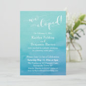 Titaanblauw Waterverf Ombre We Eloped Ontvangst Kaart (Staand voorkant)