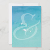 Titaanblauw Waterverf Ombre We Eloped Ontvangst Kaart (Achterkant)