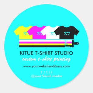 Titaanhelder gekleurde shirts verfkwast ronde sticker