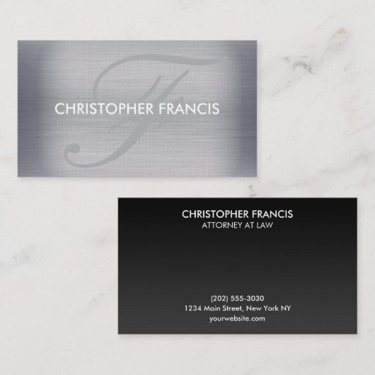 Titaanmonogram visitekaartjes (Voorkant / Achterkant)