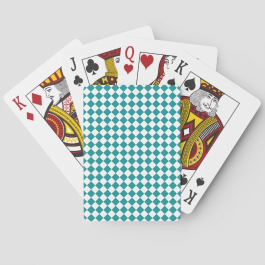 Titaanwit geruit diamantpatroon pokerkaarten (Achterkant)