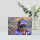 TITAN CYBORG PORTRAIT Blue Science Fiction,Scifi Briefkaart (Staand voorkant)