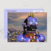 TITAN CYBORG PORTRAIT Blue Science Fiction,Scifi Briefkaart (Voorkant / Achterkant)