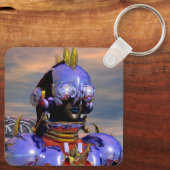 TITAN CYBORG PORTRAIT Blue Science Fiction,Scifi Sleutelhanger (Achterkant)