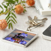 TITAN CYBORG PORTRAIT Blue Science Fiction,Scifi Sleutelhanger (Zijkant)