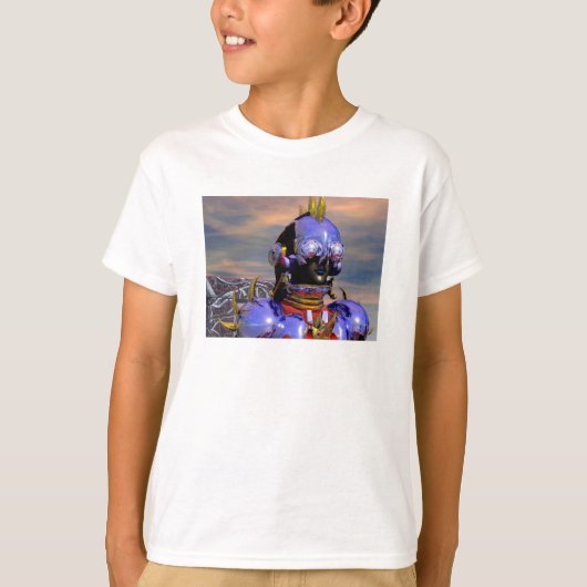 TITAN CYBORG PORTRAIT Blue Science Fiction,Scifi T-shirt (Voorkant)