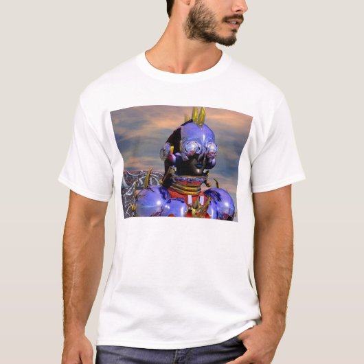 TITAN CYBORG PORTRAIT Blue Science Fiction,Scifi T-shirt (Voorkant)