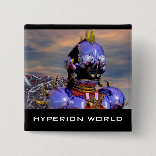 TITAN CYBORG PORTRAIT Blue Science Fiction,Scifi Vierkante Button 5,1 Cm (Voorkant)