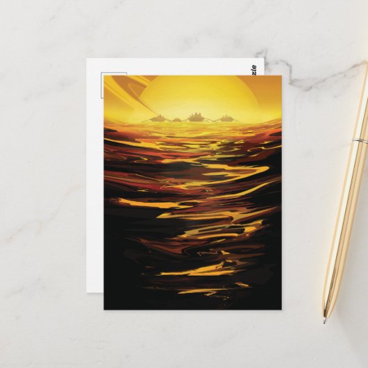 Titan grootste maan van de planeet Saturnus Briefkaart (Voorkant / Achterkant in situ)