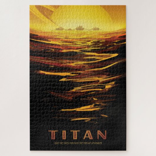Titan grootste maan van de planeet Saturnus Legpuzzel (Verticaal)
