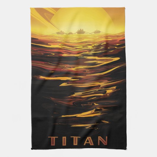 Titan grootste maan van de planeet Saturnus Theedoek (Verticaal)